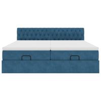Ottoman bed met matrassen 180x200cm fluweel donkerblauw - thumbnail