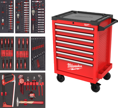 Milwaukee TOOLGUARD™ Gevulde stalen gereedschapswagen rood 69cm universeel 131-delig - 4932499182 Milwaukee TOOLGUARD™ Gevulde stalen gereedschapswagen rood 69cm universeel 131-delig - 4932499182