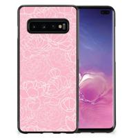 Samsung Galaxy S10+ Skin Case White Flowers - thumbnail