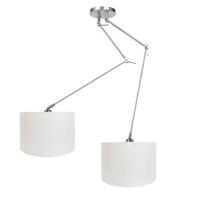 Ylumen Hanglamp Knik 2 lichts met witte kappen Ø 40 cm mat chroom - thumbnail