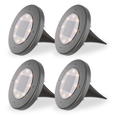 Ellis 4x Solar Grondspot - 8 LEDs - 3000K warm wit - IP65 waterdicht - Zwart