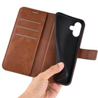 Casecentive Leren Wallet case met sluiting iPhone 16 bruin - thumbnail