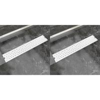 Doucheafvoer 2 st rechthoekig bubbel 630x140 mm roestvrij staal - thumbnail