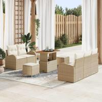 Tuinbankenset met kussen 8 pcs Beige poly rattan - thumbnail