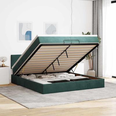 Ottoman bed met matras 200x200 cm fluweel donkergroen