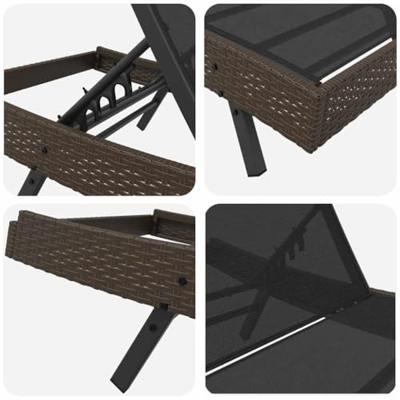 Ligstoel 1-persoon Bruin 70 x 197 x 82 cm Poly Rattan en Metaal