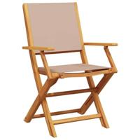 Tuinstoelen 2 st massief acaciahout en stof taupe - thumbnail