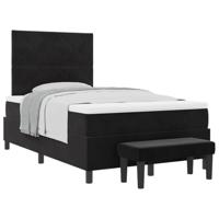 Boxspring Bed met Matras & Bench Zwart 120x190 cm Velvet - thumbnail