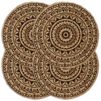 VidaXL Placemats 4 st rond 38 cm jute donkerbruin - thumbnail