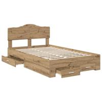 Bedframe met hoofdeinde Artisan Eiken 120 x 200 cm Bewerkt hout - thumbnail