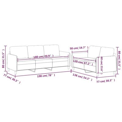 3-delige Loungeset met kussens stof taupe