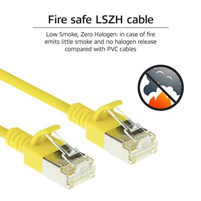 ACT Gele 10 meter LSZH U/FTP CAT6A datacenter slimline patchkabel snagless met RJ45 connectoren ACT Gele 10 meter LSZH U/FTP CAT6A datacenter slimline patchkabel snagless met RJ45 connectoren