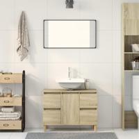 Wastafelkast 80x33x60 cm bewerkt hout sonoma eikenkleurig - thumbnail
