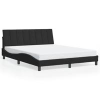 Bedframe met LED zonder matras "Hanko" fluweel zwart 160x200 cm - thumbnail