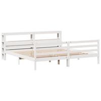 Bedframe met hoofdeinde zonder matras 200x200 cm wit - thumbnail