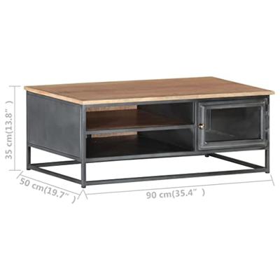 Salontafel 90x50x35 cm massief acaciahout grijs