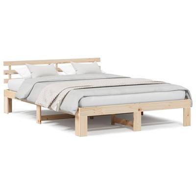 Bedframe met hoofdeinde Naturel 140 x 200 cm Massief grenenhout