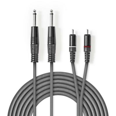 Stereo audiokabel | 2x 6,35 mm male - 2x RCA male | 5,0 m | Grijs Stereo audiokabel | 2x 6,35 mm male - 2x RCA male | 5,0 m | Grijs