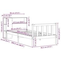 Bed met boekenkast zonder matras grenenhout wit 90x200 cm - thumbnail