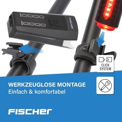 FISCHER FAHRRAD Fietsverlichtingsset LED werkt op een accu Zwart FISCHER FAHRRAD Fietsverlichtingsset LED werkt op een accu Zwart