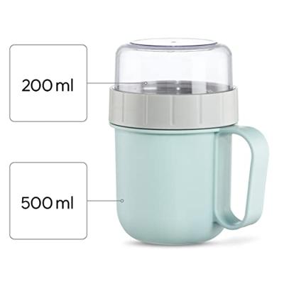 Xavax Mueslibeker To Go Met Topping-deel 2 Vakken 500 + 200 Ml Pastelbl./gr. - thumbnail