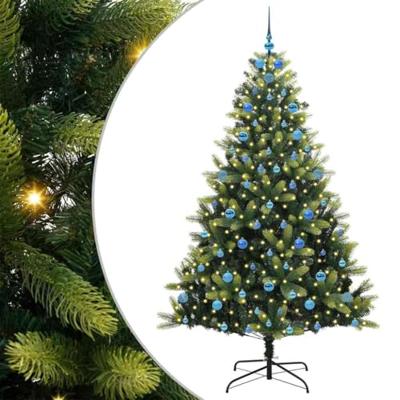 Kunstkerstboom met scharnier 300 LEDs Groen 210 cm PVC en PE