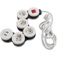 Heitronic 500003 Stekkerdoos met schakelaar 4-voudig Wit Randaarde stekker 1 stuk(s) - thumbnail