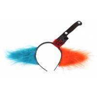 Haza Original Haarband Met Mes En Clownshaar 30 Cm Blauw/oranje - thumbnail