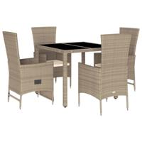 5-delige Tuinset met kussens poly rattan beige - thumbnail