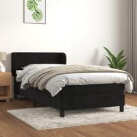 Boxspring met matras fluweel zwart 90x190 cm - thumbnail
