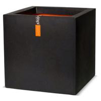 Capi Urban Smooth NL 30x30x30cm vierkante plantenbak zwart - thumbnail
