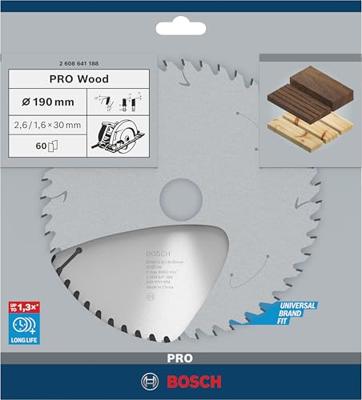 Bosch Accessories Optiline Wood 2608641188 Hardmetaal-cirkelzaagblad 190 x 30 x 2.6 mm Aantal tanden: 60 1 stuk(s)