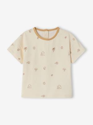 Geborduurd T-shirt babyjongen van biologisch katoen ecru