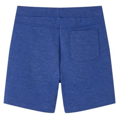 Kindershorts met trekkoord 128 gemleerd blauw - thumbnail