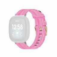 Fitbit Versa 3/4 & Sense 1/2 Canvas nylon bandje - Roze Fitbit Versa 3/4 & Sense 1/2 Canvas nylon bandje - Roze