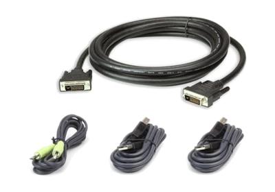 ATEN KVM Aansluitkabel [1x DVI-D-stekker, USB-A 2.0 stekker, Jackplug male 3,5 mm - 1x DVI-D-stekker, USB 2.0 bus A, Jackplug male 3,5 mm] 3.00 m Zwart