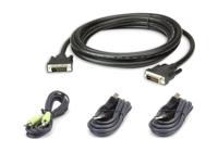 ATEN KVM Aansluitkabel [1x DVI-D-stekker, USB-A 2.0 stekker, Jackplug male 3,5 mm - 1x DVI-D-stekker, USB 2.0 bus A, Jackplug male 3,5 mm] 3.00 m Zwart - thumbnail
