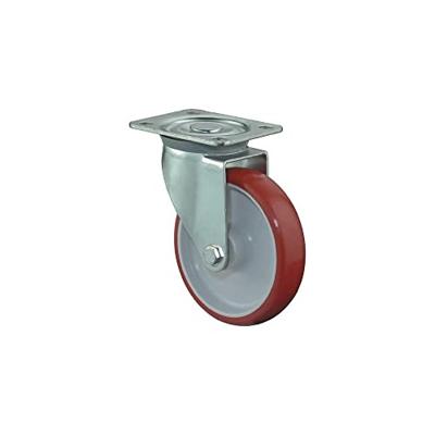 BS Rollen Zwenkwiel | wiel-d. 150 mm draagvermogen 240 kg | polyurethaan | plaat L135xB110 mm verf wiel rood | 1 stuk - L400.B31.150 L400.B31.150
