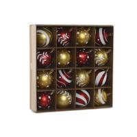 Kerstballen Home ESPRIT Rood Gouden PVC 25 x 6 x 25 cm (16 Onderdelen) - thumbnail