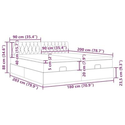 Ottoman bed met matrassen en LED's 180x200cm stof zwart