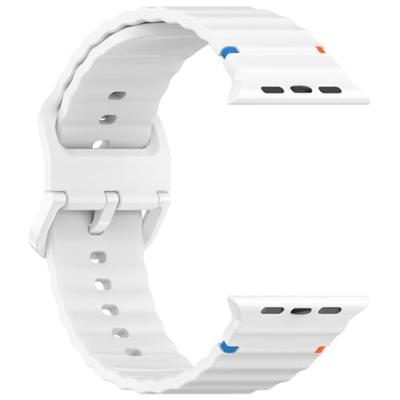 By Qubix - Wave sportband - Wit - Compatible met Apple Watch 44mm / 45mm / 46mm / 49mm - Compatible Apple watch bandjes