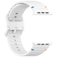 By Qubix - Wave sportband - Wit - Compatible met Apple Watch 44mm / 45mm / 46mm / 49mm - Compatible Apple watch bandjes - thumbnail