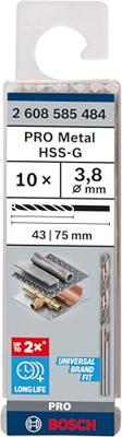 Bosch Accessoires Metaalboren HSS-G, Standard 3,8 x 43 x 75 mm 10st - 2608585484
