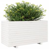 VidaXL Plantenbak 90x40x49,5 cm massief grenenhout wit - thumbnail