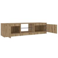 Tv-meubel met LED 140x40x35,5 cm bewerkt hout artisanaal eiken - thumbnail