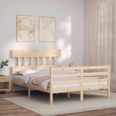 Bedframe met hoofdbord massief hout