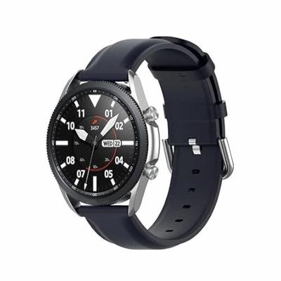 By Qubix - Compatible met Garmin Forerunner 55/245 / 645 - Classic leren bandje - Donkerblauw - Compatible Garmin bandje - Bandbreedte: 20mm