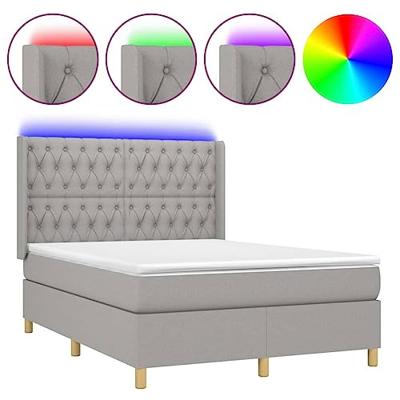 Boxspring met matras en LED stof lichtgrijs 140x200 cm