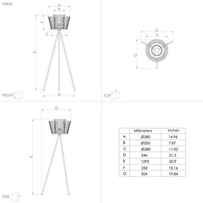 Eglo Houten vloerlampHykeham 129,5cm hoog - 43855