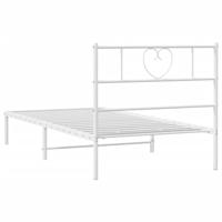 Bedframe met hoofdbord metaal wit 107x203 cm - thumbnail